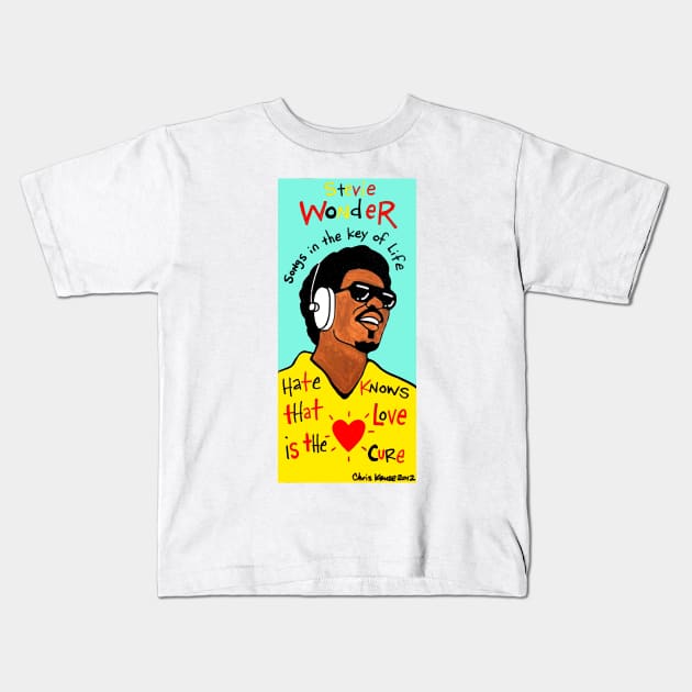 Stevie Wonder Kids T-Shirt by krusefolkart